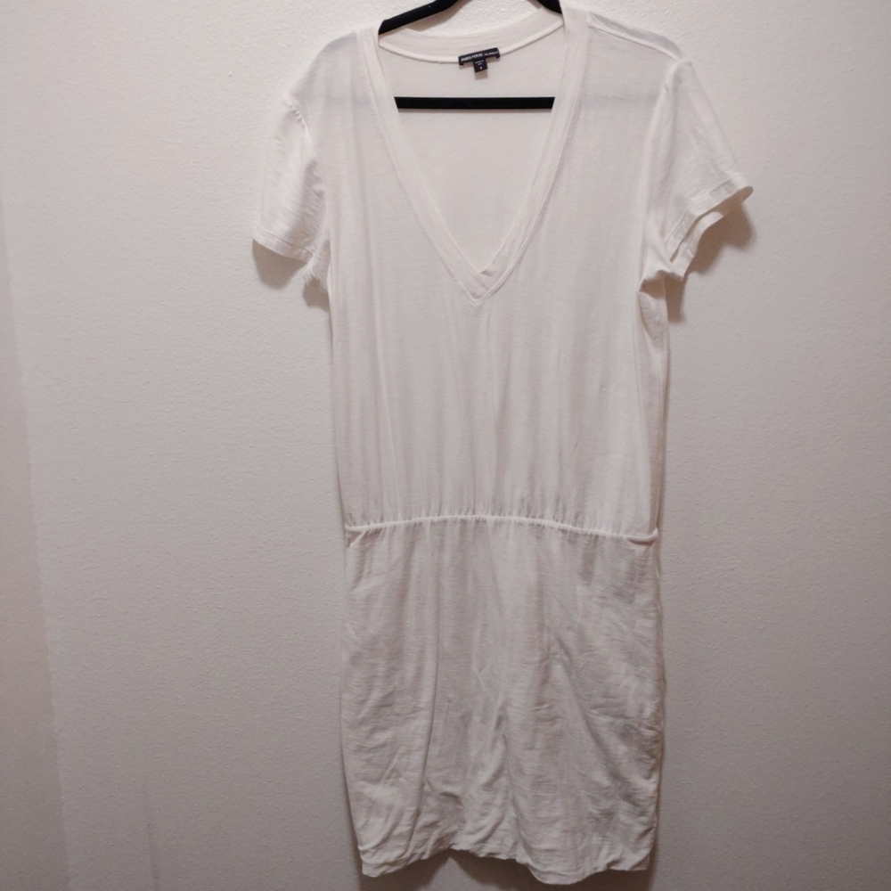 James Perse White Drop Waist T-Shirt Dress 4